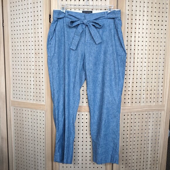 Banana Republic women's, blue, linen blend, Avery pants, size 12, cropped/capri - Picture 1 of 10